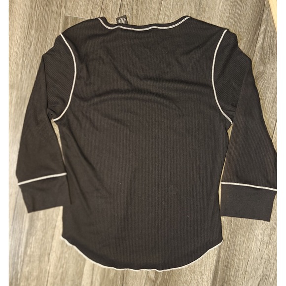 Polo‎ Jeans Co Ralph Lauren Womens Black Ribbed V Neck 3/4 Sleeve Top L G - Picture 2 of 10